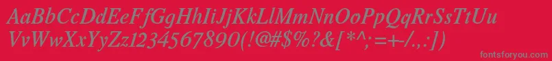 Romandeadfno2stdDemibolditalic Font – Gray Fonts on Red Background