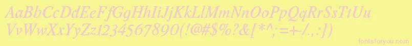 Romandeadfno2stdDemibolditalic Font – Pink Fonts on Yellow Background