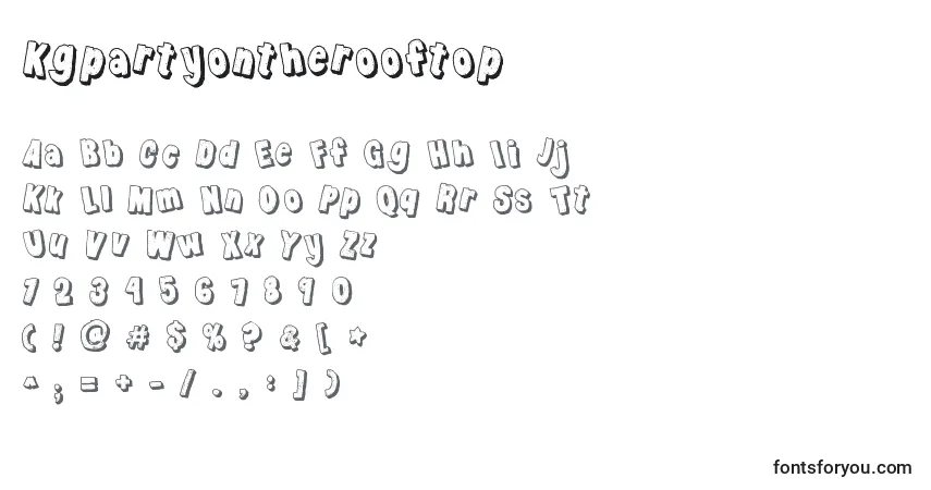 Czcionka Kgpartyontherooftop – alfabet, cyfry, specjalne znaki