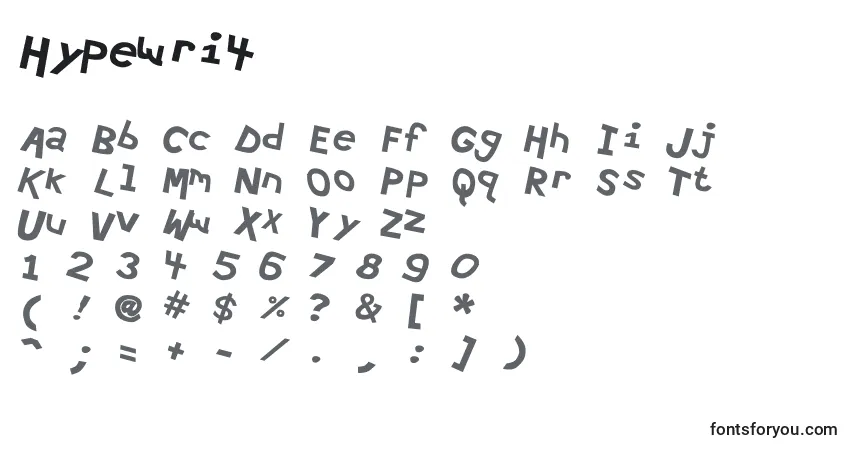 A fonte Hypewri4 – alfabeto, números, caracteres especiais