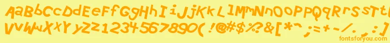Hypewri4-Schriftart – Orangefarbene Schriften auf gelbem Hintergrund