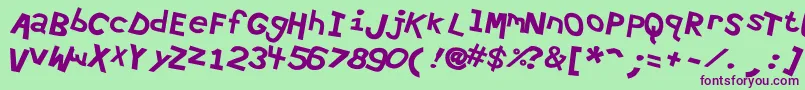 Hypewri4-Schriftart – Violette Schriften auf grünem Hintergrund
