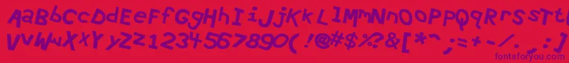 Hypewri4-Schriftart – Violette Schriften auf rotem Hintergrund
