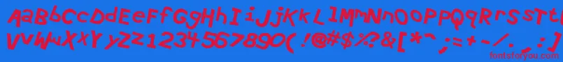 Hypewri4-Schriftart – Rote Schriften auf blauem Hintergrund
