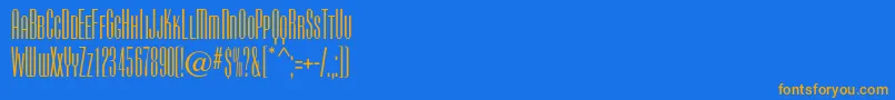 フォントCamertonfc – オレンジ色の文字が青い背景にあります。