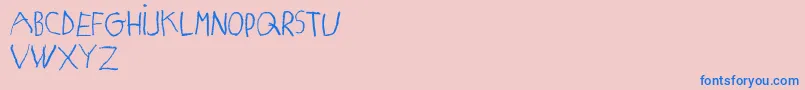 MatildasGradeSchoolHandDemoPrint Font – Blue Fonts on Pink Background