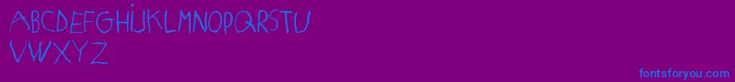 MatildasGradeSchoolHandDemoPrint Font – Blue Fonts on Purple Background