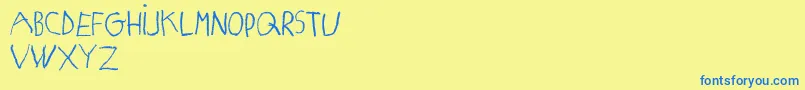 MatildasGradeSchoolHandDemoPrint Font – Blue Fonts on Yellow Background