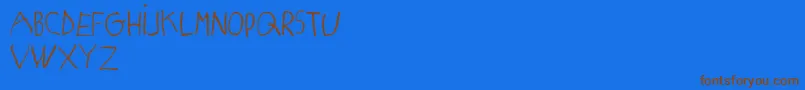 MatildasGradeSchoolHandDemoPrint-Schriftart – Braune Schriften auf blauem Hintergrund