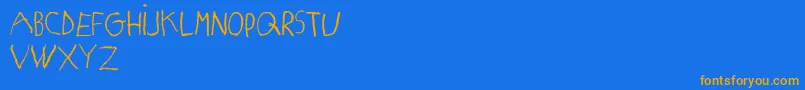 MatildasGradeSchoolHandDemoPrint Font – Orange Fonts on Blue Background