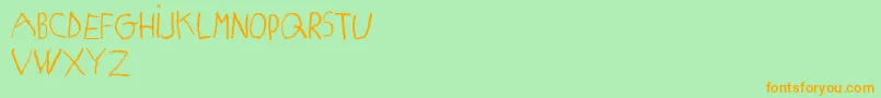 MatildasGradeSchoolHandDemoPrint Font – Orange Fonts on Green Background