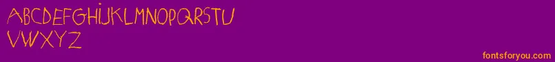 MatildasGradeSchoolHandDemoPrint Font – Orange Fonts on Purple Background