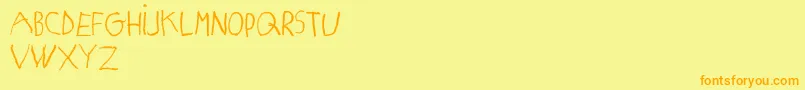 MatildasGradeSchoolHandDemoPrint Font – Orange Fonts on Yellow Background