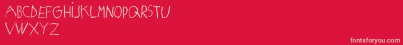 MatildasGradeSchoolHandDemoPrint-Schriftart – Rosa Schriften auf rotem Hintergrund