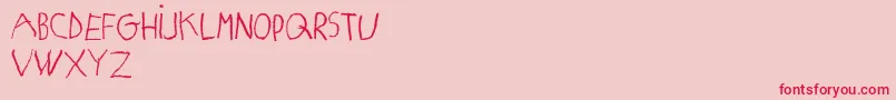 MatildasGradeSchoolHandDemoPrint-Schriftart – Rote Schriften auf rosa Hintergrund