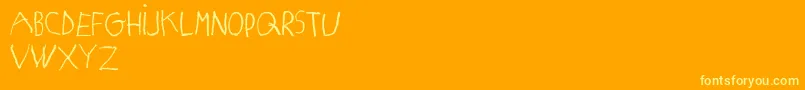 MatildasGradeSchoolHandDemoPrint Font – Yellow Fonts on Orange Background