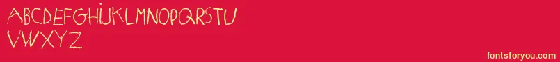 Fonte MatildasGradeSchoolHandDemoPrint – fontes amarelas em um fundo vermelho