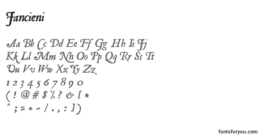 Schriftart Jancieni – Alphabet, Zahlen, spezielle Symbole
