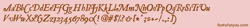 Jancieni-Schriftart – Braune Schriften auf rosa Hintergrund