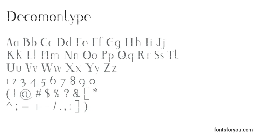 Czcionka Decomontype – alfabet, cyfry, specjalne znaki