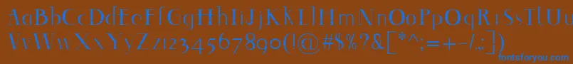 フォントDecomontype – 茶色の背景に青い文字