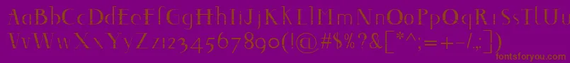 Decomontype-Schriftart – Braune Schriften auf violettem Hintergrund