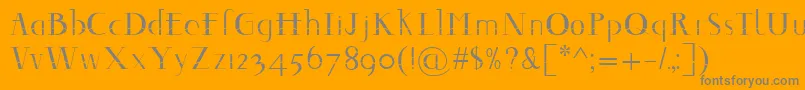 Decomontype-fontti – harmaat kirjasimet oranssilla taustalla