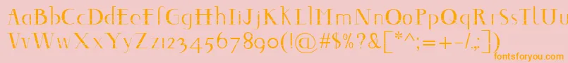 フォントDecomontype – オレンジの文字がピンクの背景にあります。