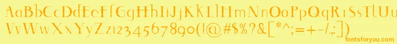 Decomontype-Schriftart – Orangefarbene Schriften auf gelbem Hintergrund