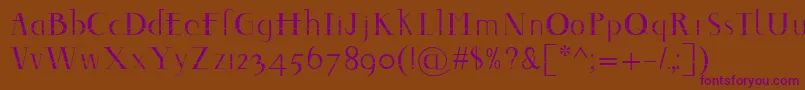 Decomontype-fontti – violetit fontit ruskealla taustalla