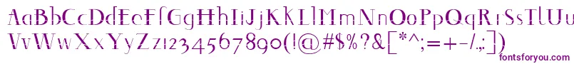 Decomontype-Schriftart – Violette Schriften auf weißem Hintergrund