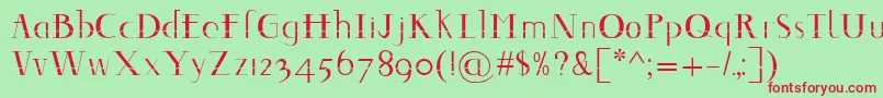 フォントDecomontype – 赤い文字の緑の背景
