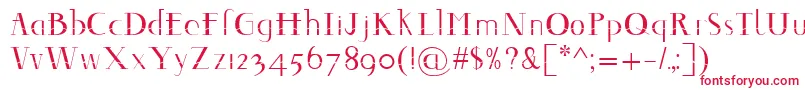 Decomontype-Schriftart – Rote Schriften auf weißem Hintergrund