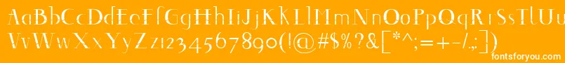 Decomontype-fontti – valkoiset fontit oranssilla taustalla