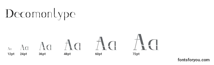 Размеры шрифта Decomontype