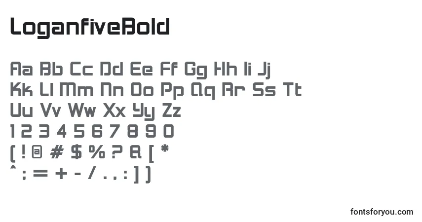 Schriftart LoganfiveBold – Alphabet, Zahlen, spezielle Symbole