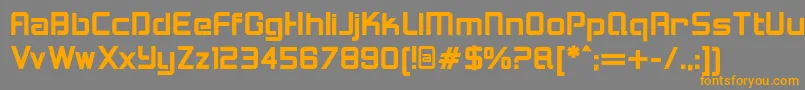 フォントLoganfiveBold – オレンジの文字は灰色の背景にあります。