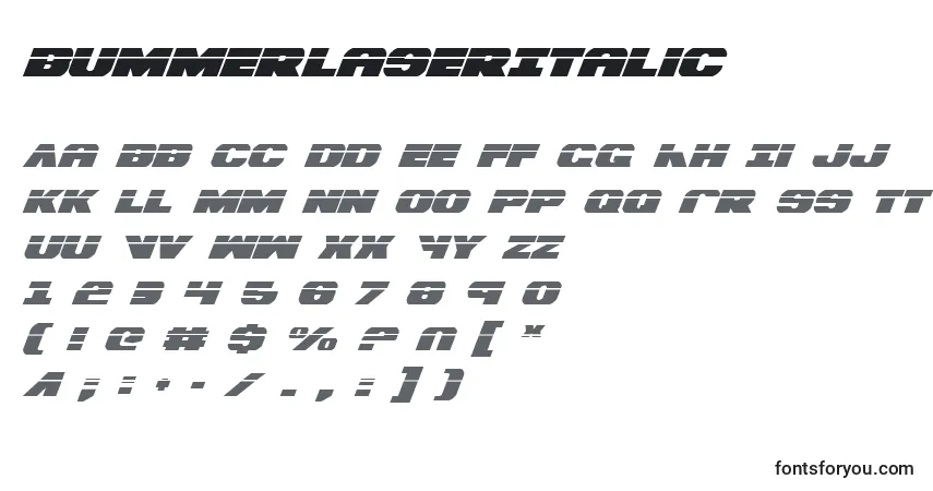 BummerLaserItalic-fontti – aakkoset, numerot, erikoismerkit