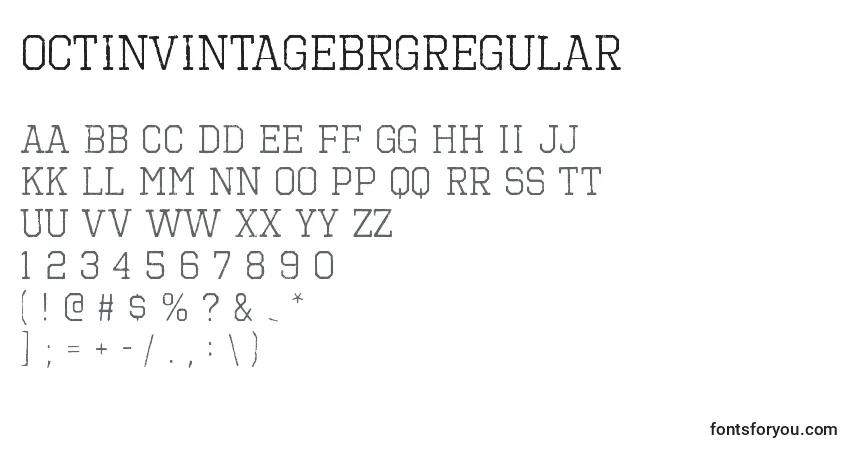 Czcionka OctinvintagebrgRegular – alfabet, cyfry, specjalne znaki