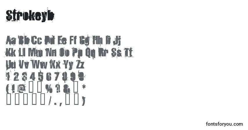 Schriftart Strokeyb – Alphabet, Zahlen, spezielle Symbole