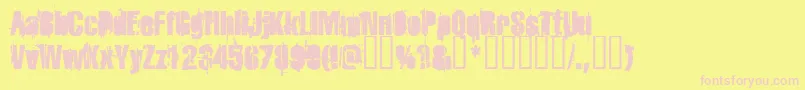 Strokeyb-fontti – vaaleanpunaiset fontit keltaisella taustalla