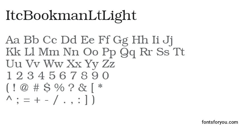 Шрифт ItcBookmanLtLight – алфавит, цифры, специальные символы