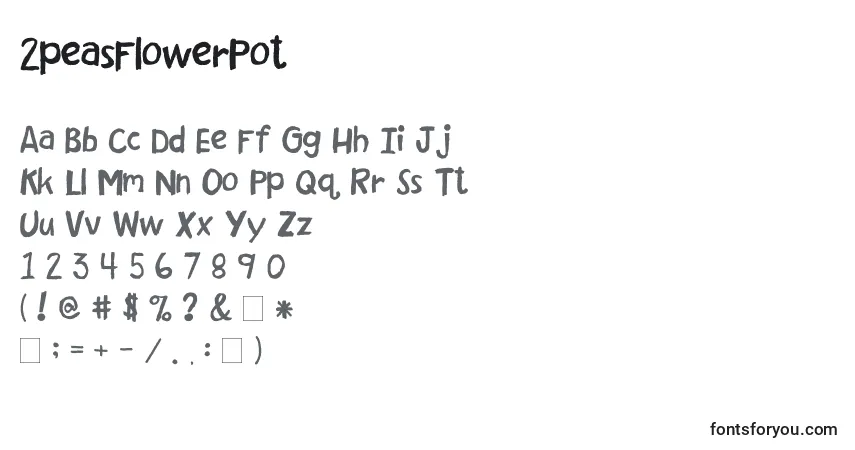 Schriftart 2peasFlowerPot – Alphabet, Zahlen, spezielle Symbole