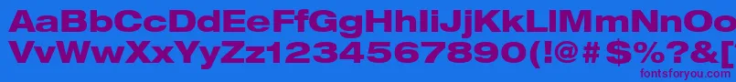 HelveticaLt83HeavyExtended Font – Purple Fonts on Blue Background