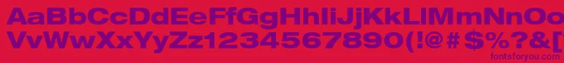 HelveticaLt83HeavyExtended Font – Purple Fonts on Red Background