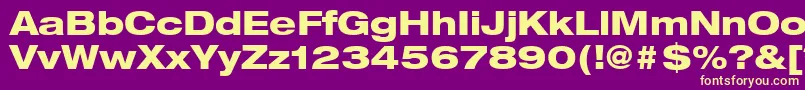 HelveticaLt83HeavyExtended Font – Yellow Fonts on Purple Background