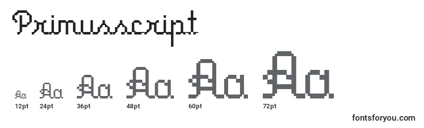 Размеры шрифта Primusscript