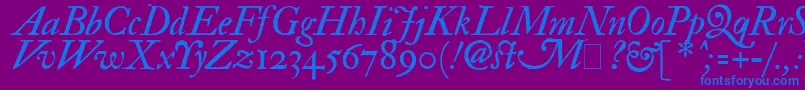 Fedpit2-Schriftart – Blaue Schriften auf violettem Hintergrund