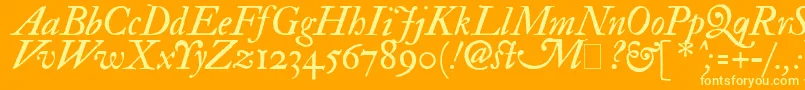 Fedpit2-Schriftart – Gelbe Schriften auf orangefarbenem Hintergrund