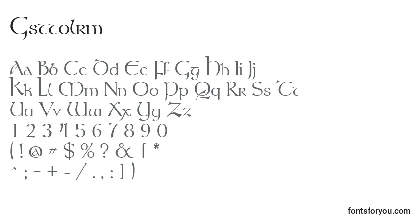 Schriftart Gsttolrm – Alphabet, Zahlen, spezielle Symbole
